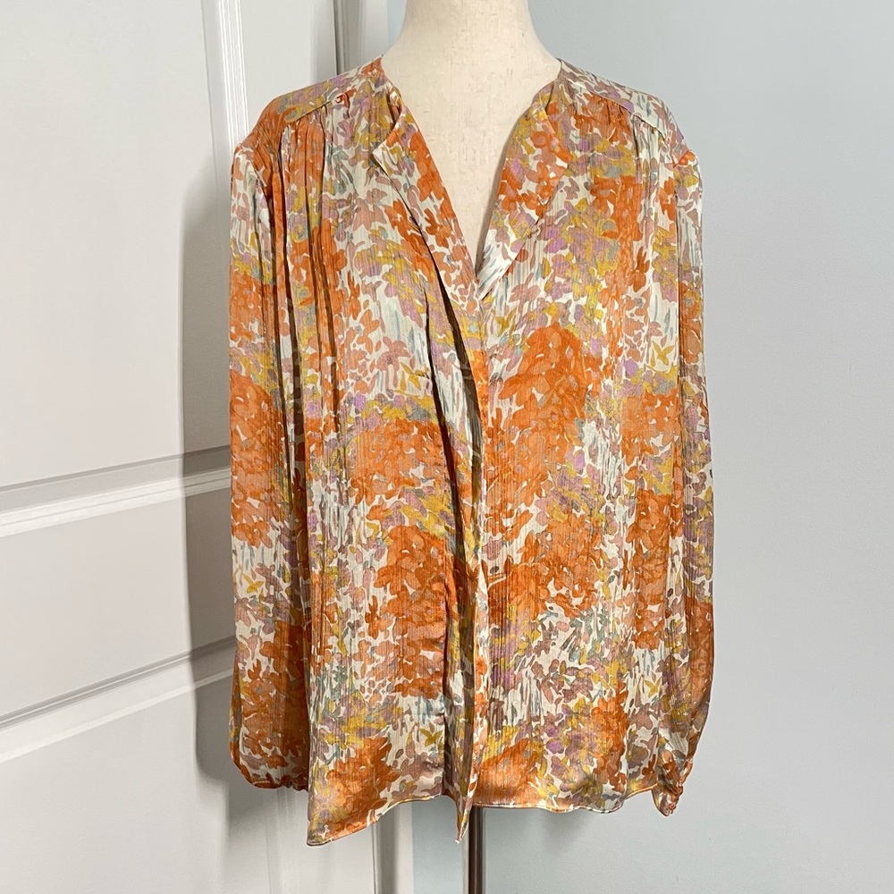 Vince Garden Textured Printed Top size M - Picture 4 of 12
